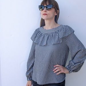 Zara gingham ruffle blouse